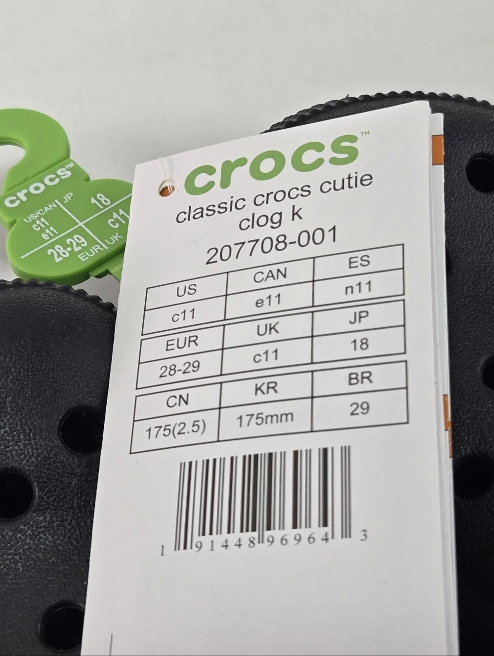 CROCS Kids Black Classic Clog Water Shoes